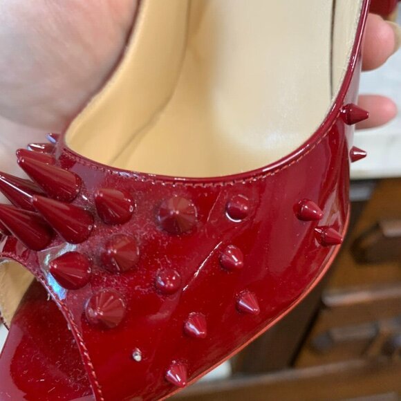 Christian Louboutin Jurayoo 100 Spike Pump Carmin Patent - Picture 7 of 7